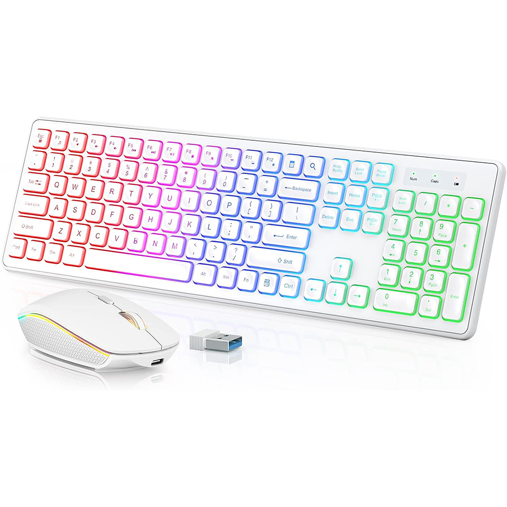 Laptop External Accessories - Teclado y ratón inalámbricos retroiluminados, teclas