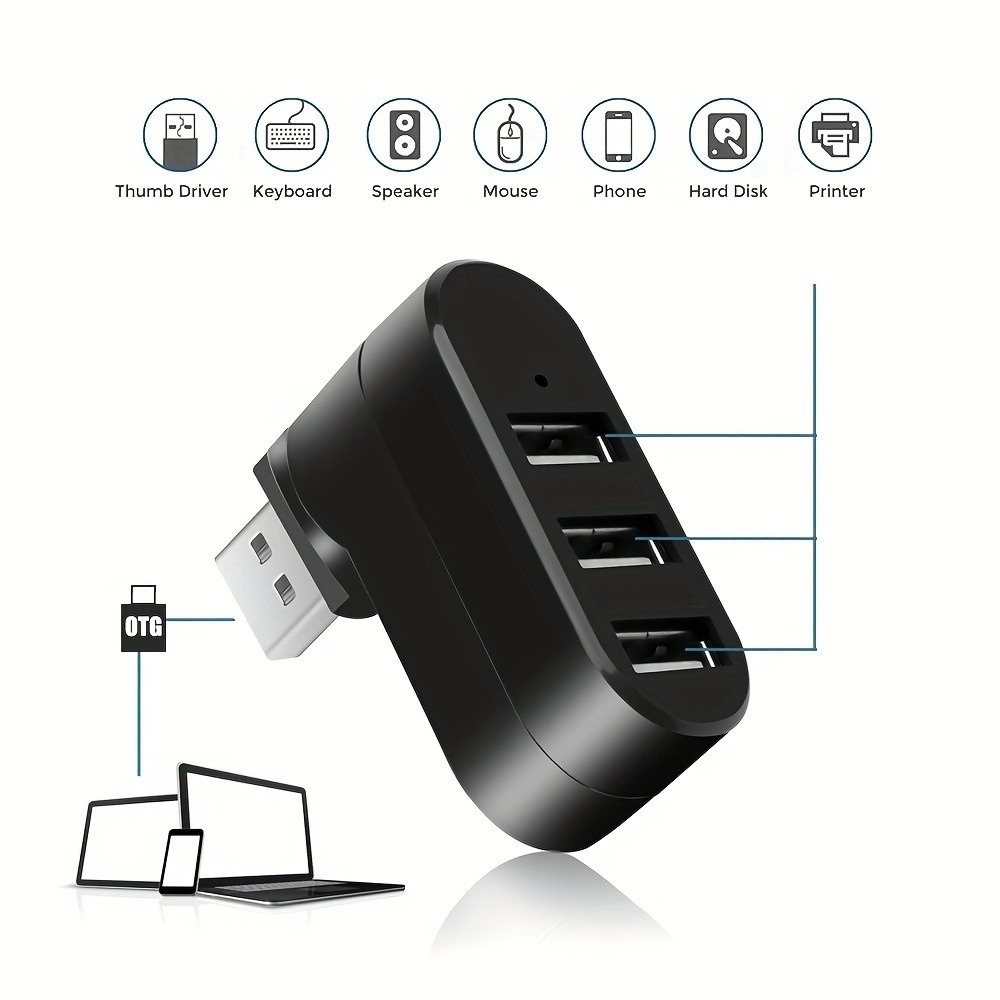 Hub USB 2.0 3 Puertos 180 °    - Mac Laptop Accessories reseña y precio