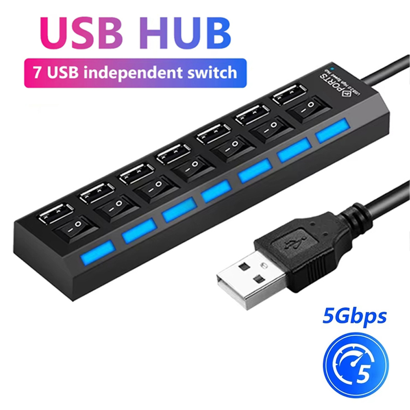 Divisor Hub USB 2,0 de 7 puert - Laptop Office Accessories reseña y precio