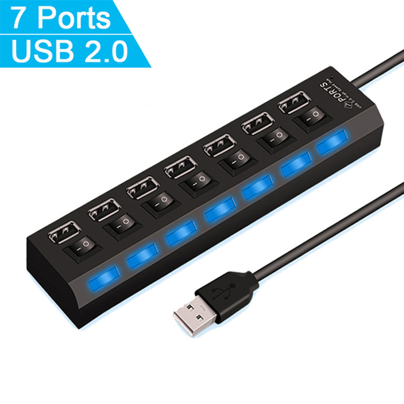 Divisor Hub USB 2,0 de 7 puert - Laptop Office Accessories reseña y precio